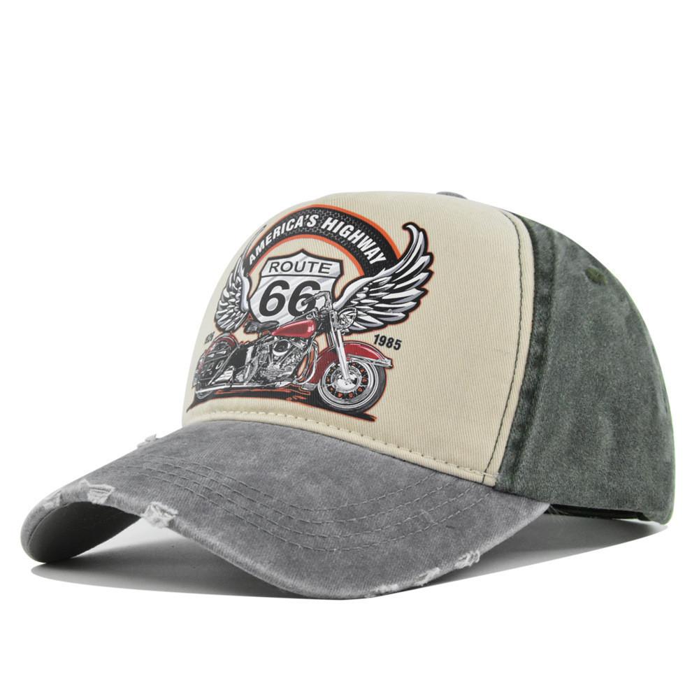 Berretto da Baseball Vintage Route66 Cappello con Stampa Retrò a Becco d'Anatra Cappello da Motociclista Camionista Cappello da Sole da Uomo
