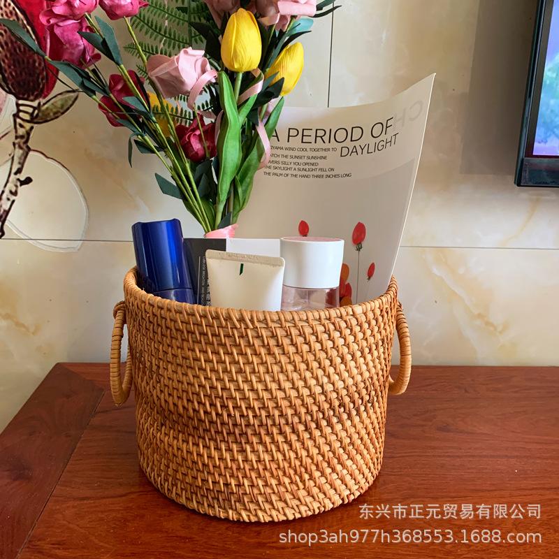 Rattan storage basket Home bedroom Sundries storage basket Desktop tea table Zero food basket Storage woven basket