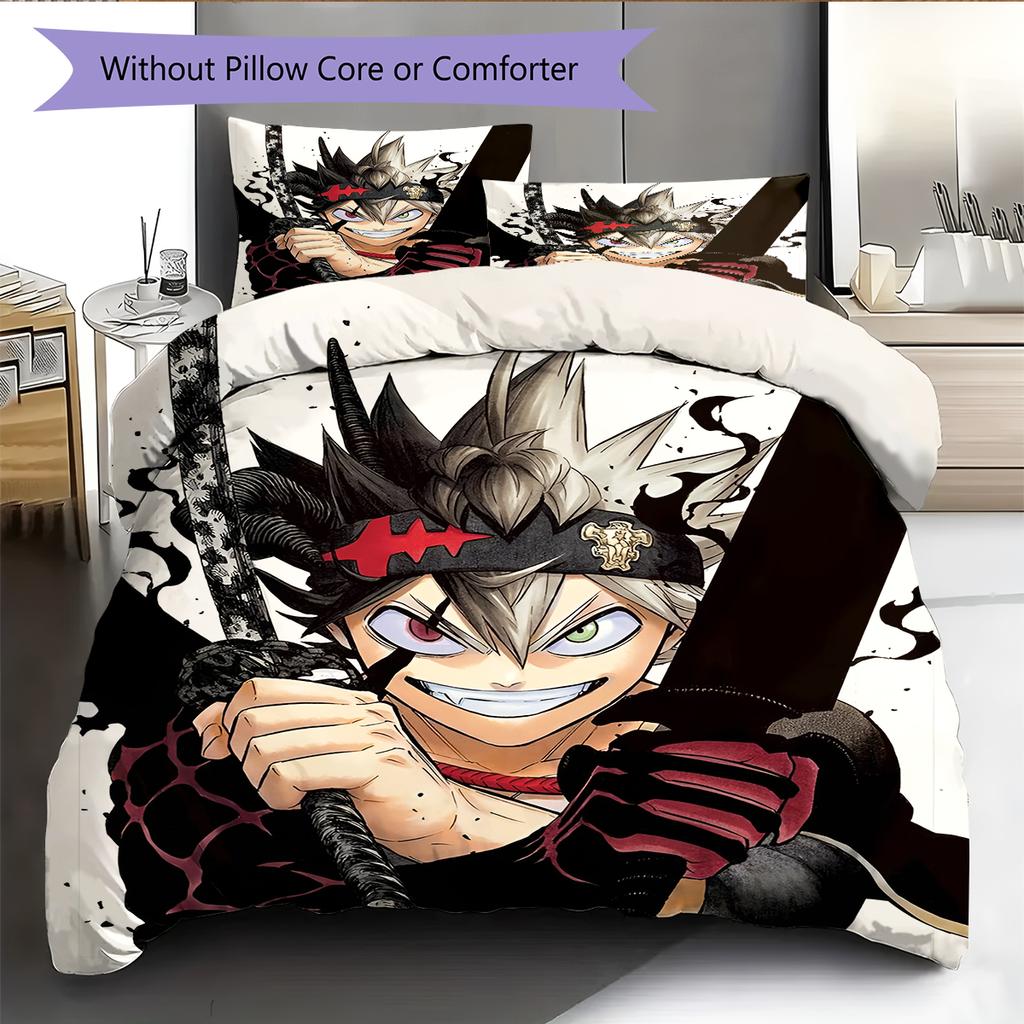Anime-Muster Bettwäsche Steppbettdecke Set Bettbezug Kissenbezug Heimdekoration Geburtstagsgeschenk (1 Bettbezug + 2 Kissenbezüge, ohne Füllung)