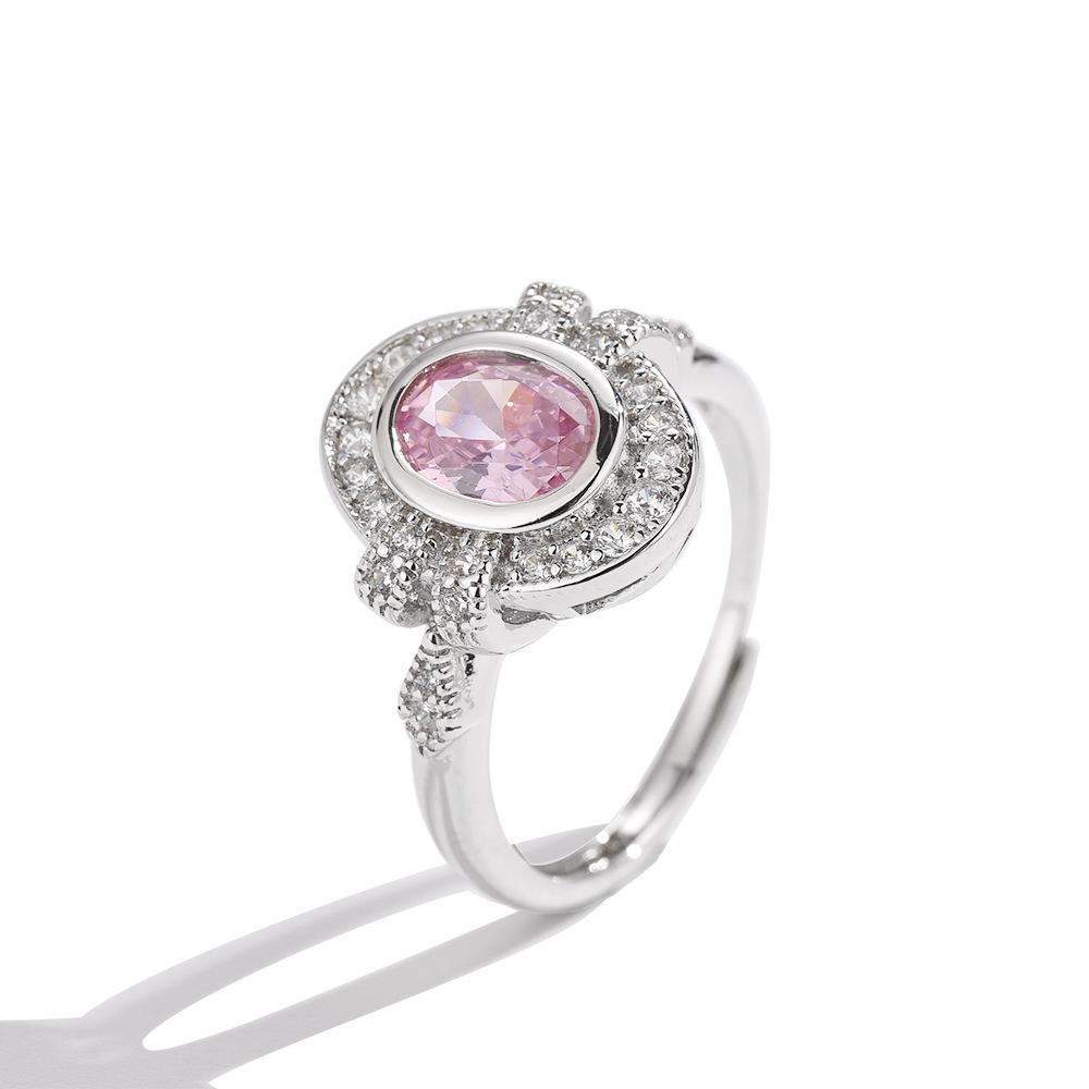 Popular colored gemstone self-discipline ring champagne gold pink diamond zircon candy series open ring direct sales
