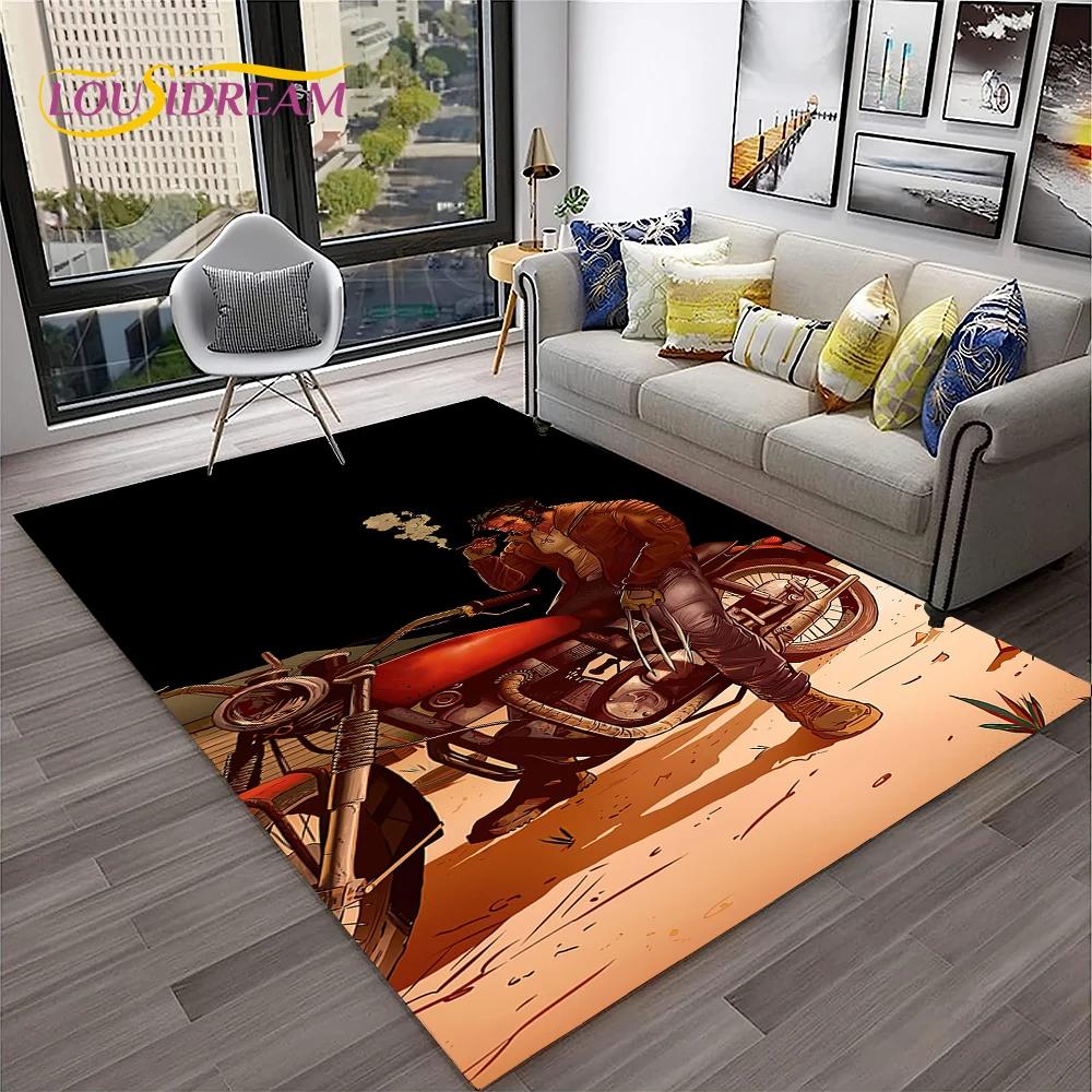 Vintage Motorcycle Retro Carpet Rug for Home Living Room Bedroom Playroom Sofa Doormat Decor,Kid Area Rug Non-slip Floor Mat