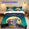 Halloween Jack Sally Skull Duvet Cover Set - Without Core & Quilt, Lightweight Machine Washable, Anime Style Gaming Bed Set