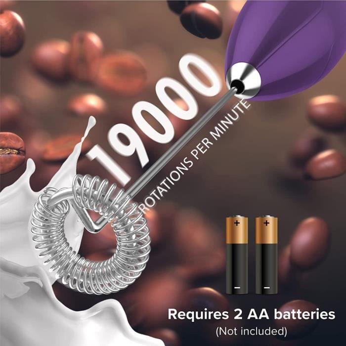 Mousseur à lait électrique à piles powerlix - support en acier inoxydable - 19 000 tr/min - ombre noir