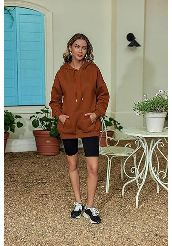 Plus Size Women's Solid Color Drop Shoulder Hooded Sweatshirt with Plus Velvet - Autumn/Winter Collection