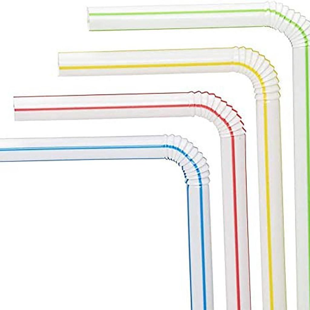Disposable Elbow Material Straws Juice Drink Milk Tea Straws Random Color
