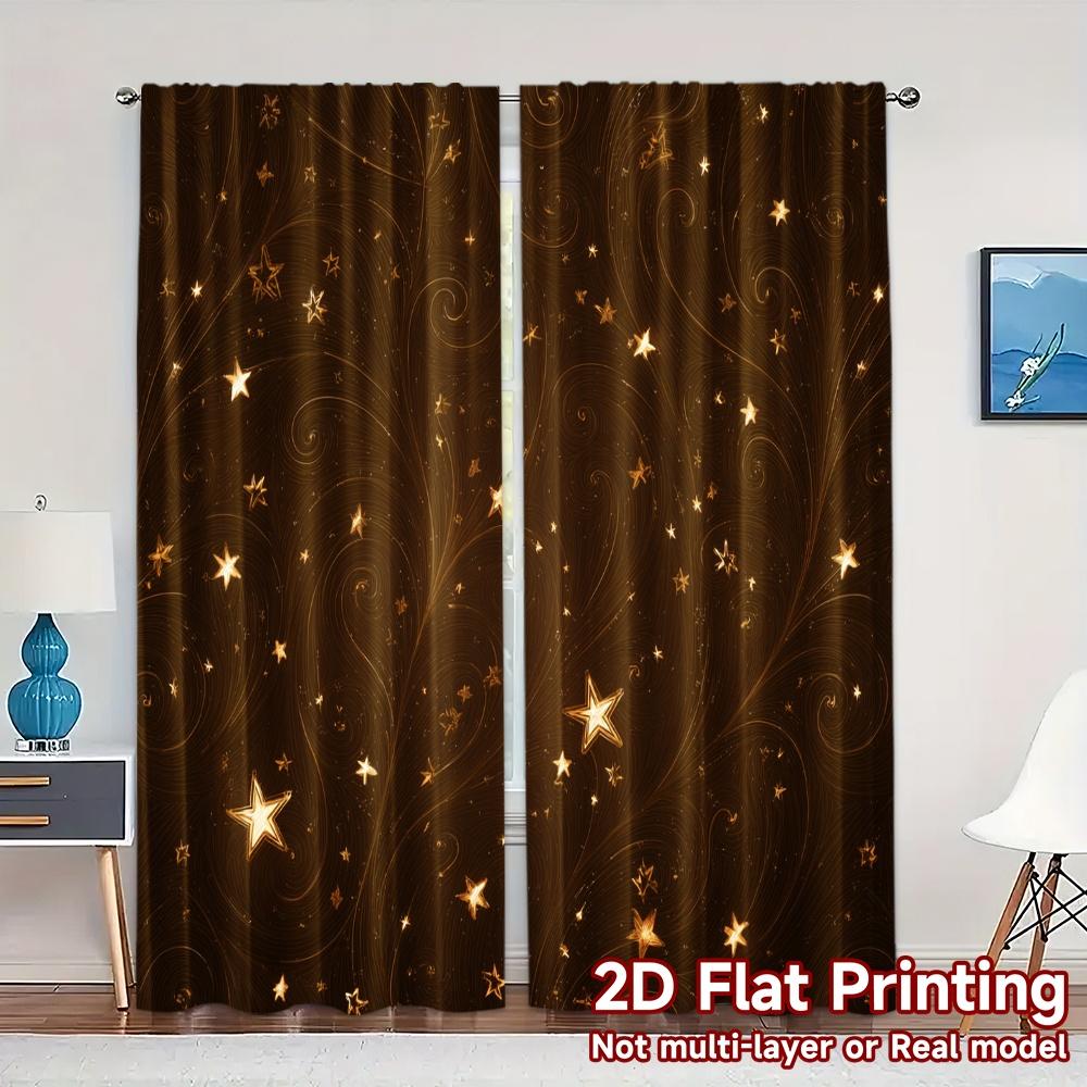 

Contemporary Flat Printing Jit Curtains Without Rod Golden Yule Tree Popular Durable Polyester Set Of 2 Made W100*H70(CM)-Hooks&1PCS