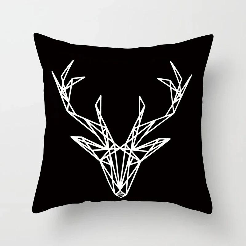 Home Decorated Black and White Geometric Cube Letter Printing Cushion Cushion Car Bedroom Living Room Sofa Pillow Sleeve