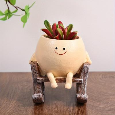 1Pc Cute Swing Flower Pot Hanging Plant Succulent Flower Pot for Outdoor Courtyard Garden Patio Decoration