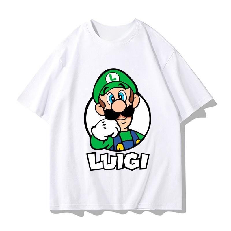 T-Shirt Mario Boys Girls Summer Family Matching Set Stylish All-Purpose Cotton Short-Sleeved Round Neck Tee