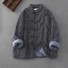 Giacca invernale corta da donna in cotone floreale in stile cinese con bottoni doppiopetto