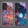 Moon Cherry Blossom Pattern Scenery Tempered Glass Phone Case for Samsung Galaxy A56 A72 A55 A54 A53 A52 A36 A15 A14 A13 Covers