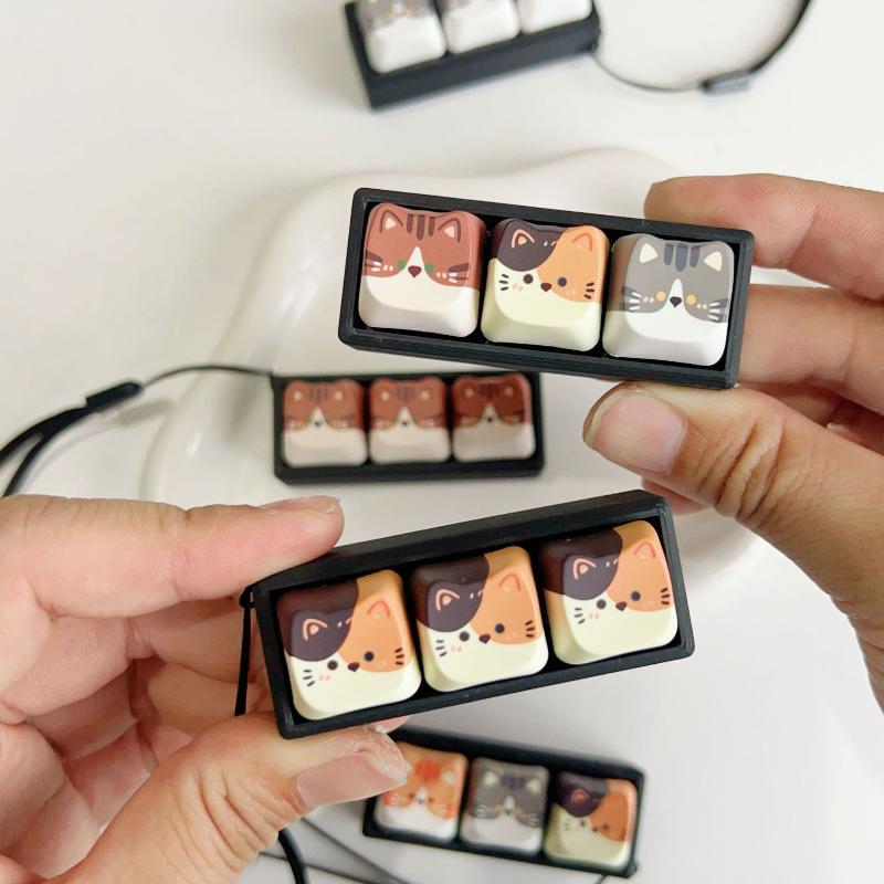 Cute Cartoon Cat Shaped Keycaps Vivid Patterns Smooth Touch Replaceable for Mechanical Gaming Keyboard DIY Desktop Decor