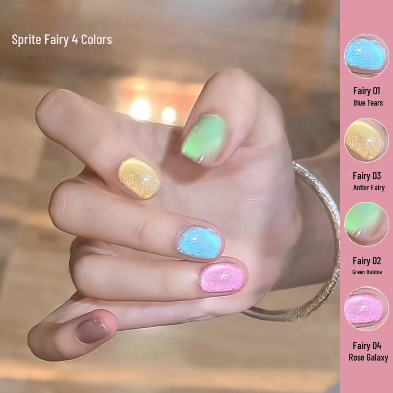 

2025 Summer Blue Fairy Cat Eye Nail Polish Gel with Glass Bead Effect
