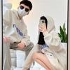 Trendy brand letter sweater men's hooded spring and autumn loose pullover street couple top jacket