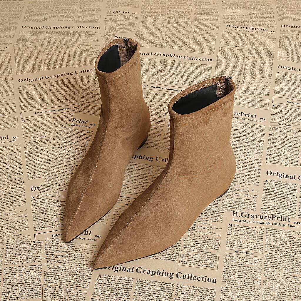 New Autumn Women Fashion Suede Ankle Boots Top Quality Woman Back Zipper Low-Heeled Shoes Ladies Elegant Morder Short Boots