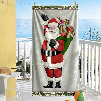 Christmas Beach Towel Soft Durable Quick-Dry Comfortable Lightweight Suitable for Sports, Travel, Swimming, Yoga, Bathroom, Beach, And Pool