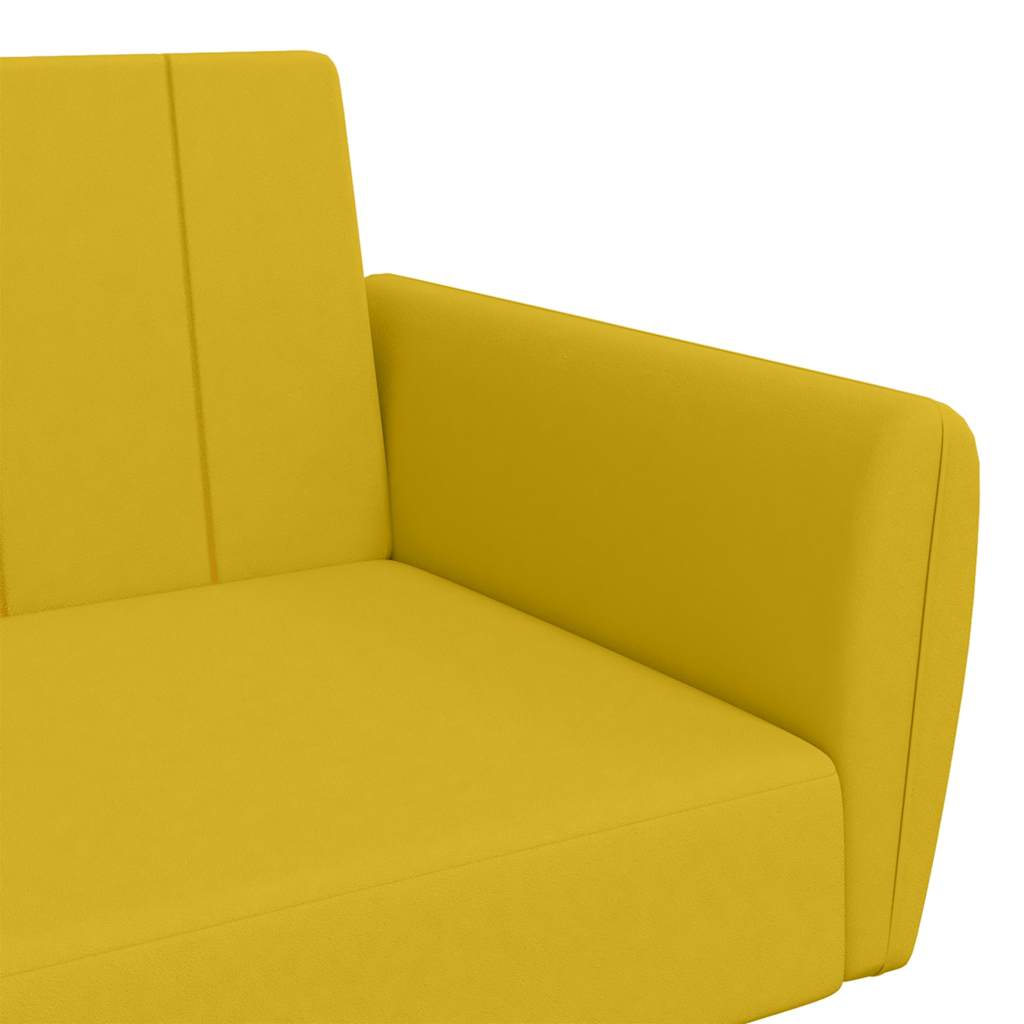 2 Seater Yellow Velvet Sofa Bed