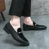 British Style Plus Size Men's Patent Leather Loafers with Pointed Toe and Rubber Sole