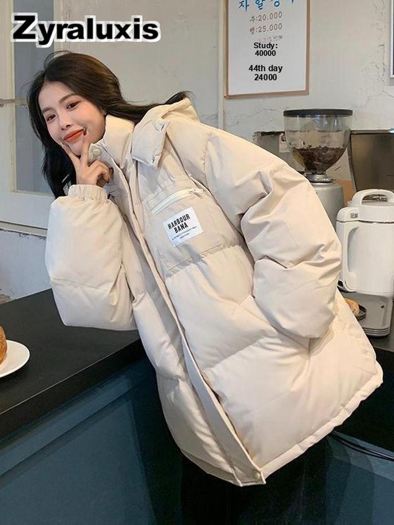 Women's Down Cotton Jacket Winter Thickened Cotton Padded Coat Korean Loose Small Size Cotton Clothing Outerwear