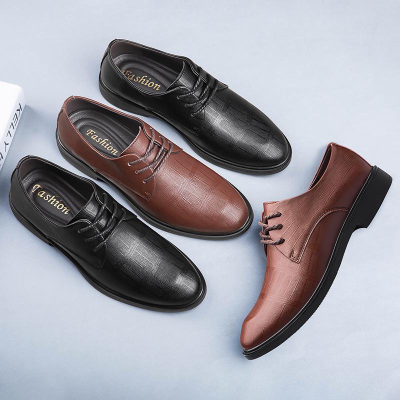 

Мужская кожаная обувь, деловая повседневная обувь на плоской подошве со шнуровкой, размеры 38–45