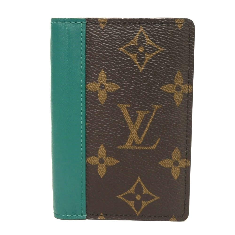 Used 12564 Organizer de Poche M12829 7946 Current Bifold RFID IC Monogram Macassar Excellent Condition Borneo Green