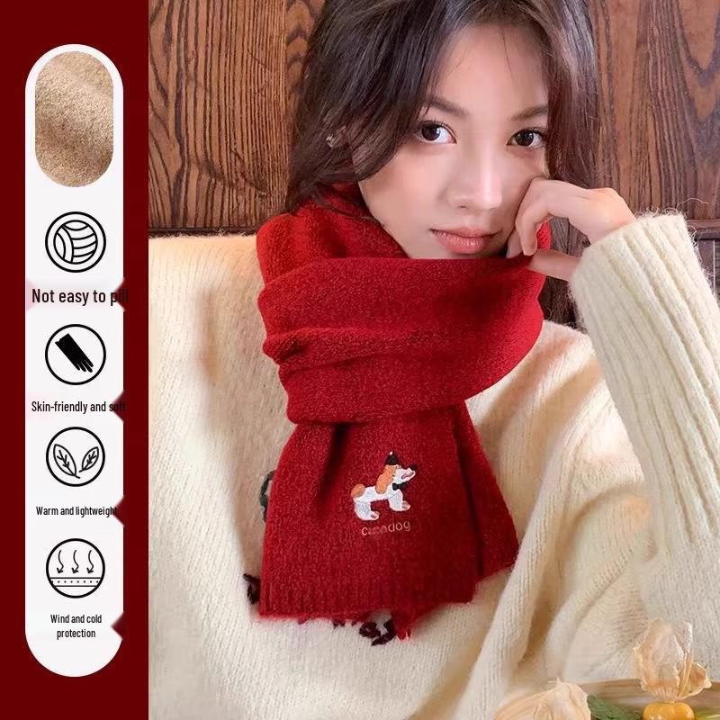 Puppy Knit Scarf: Stylish & Warm Woolen Neck Warmer for Female Students (Autumn/Winter 2025)