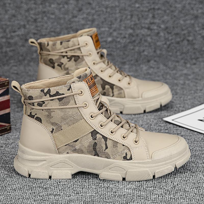 Fashion Canvas Men Boots Lace Up Male Canvas Shoe Platform Ankle Botas Cowboy Motorcycle Boots Fashion  Desert  Botines 2024