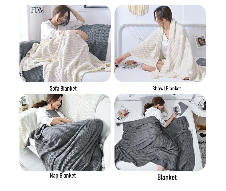 Cross-Border Knitted Lightweight Shawl: Cozy Autumn/Winter Blanket for Office, Airplane & Leisure