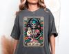 The Cat Lady Tarot Card Tshirt, Snarky Skeleton Tshirt, Cat Woman Funny Cat Lover Skull Tarot, Comfort Colors Tshirt