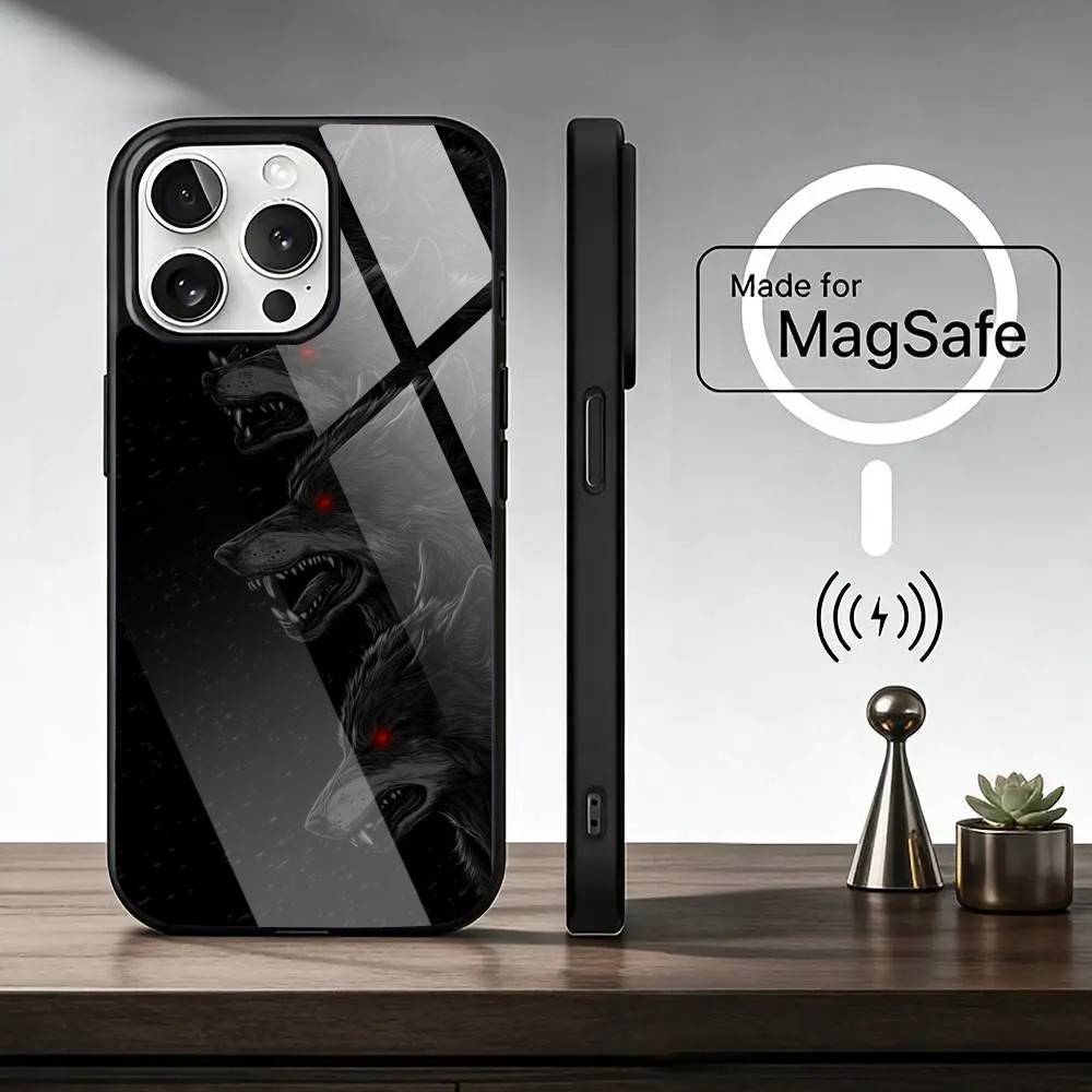 Angry Animal W-Wolf Fierce Phone Case For iPhone17,16,15,14,13,12,11 Plus,Pro Magnetic with Magsafe Wireless Charging