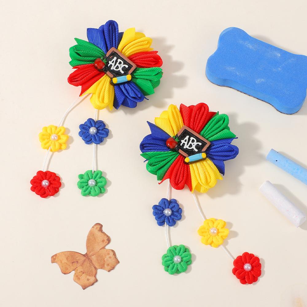 

2pcs/set Rainbow Flower Tassel Hair Clips for Girls Back To School Barrettes Hairpins Cute Headwear Hair Accessories s