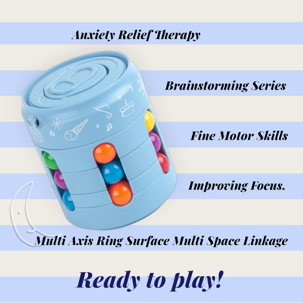 Magic Beans Cube Rotating Puzzle Fidget Toys, Stress Reduction Toys Fingertip Gyro, Fidget Spinner for Adult Anxiety Relief Therapy