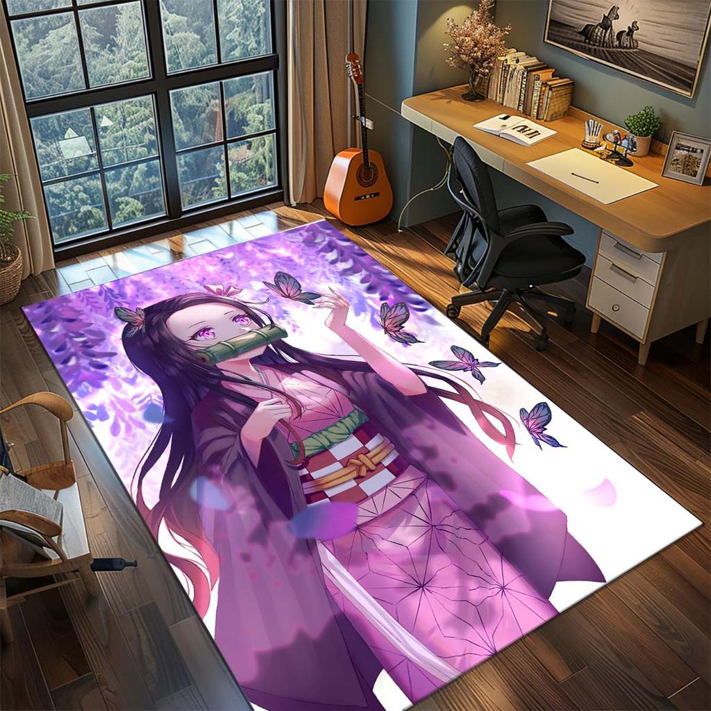 Demon Slayer Anime Rug Carpet Large Area Rug Non Slip Washable Floor Mat Gamer Room Bedroom Home Decor -QJY