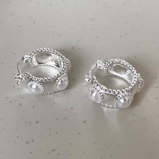 

ANENJERY жемчужные геометрические серьги-кольца для женщин, изысканные темпераментные серьги, классические ювелирные изделия Huggies