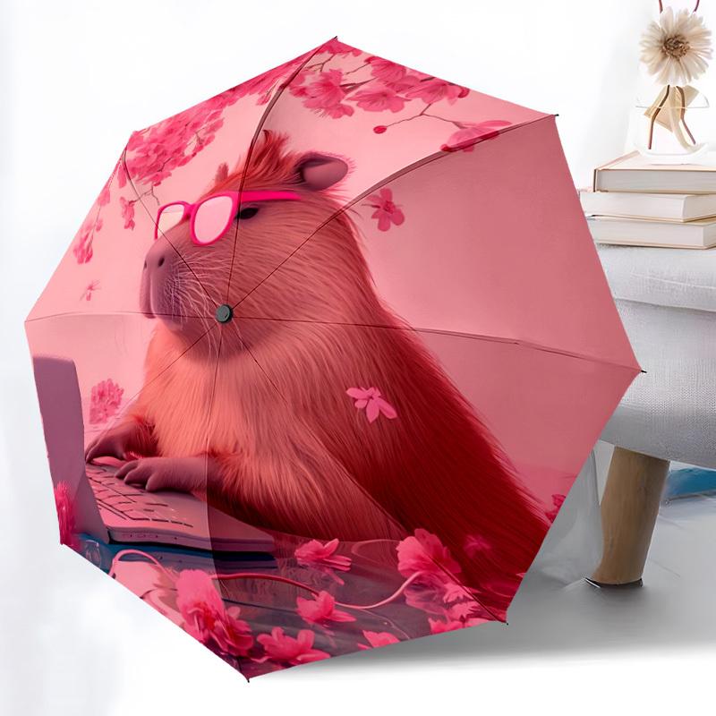 

1pc Capybara Automatic Folding Umbrella - 8-Rib Automatic Open/Close, Large Canopy Birthday Festival Gift yy251217116