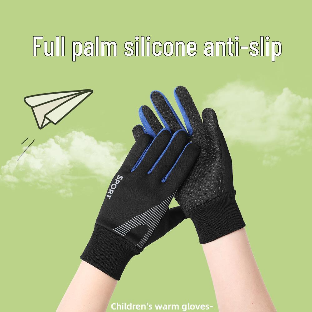 Boys' Winter Cycling Gloves: Windproof, Waterproof, Plush Lined, Touchscreen Compatible, Full-Finger Design for Cold Protection