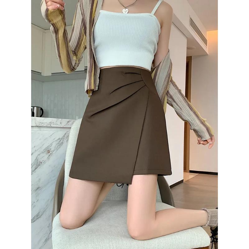 Summer New Irregular A-line Suit Skirt Women's Autumn High Waisted and Hip Hugging Skirt