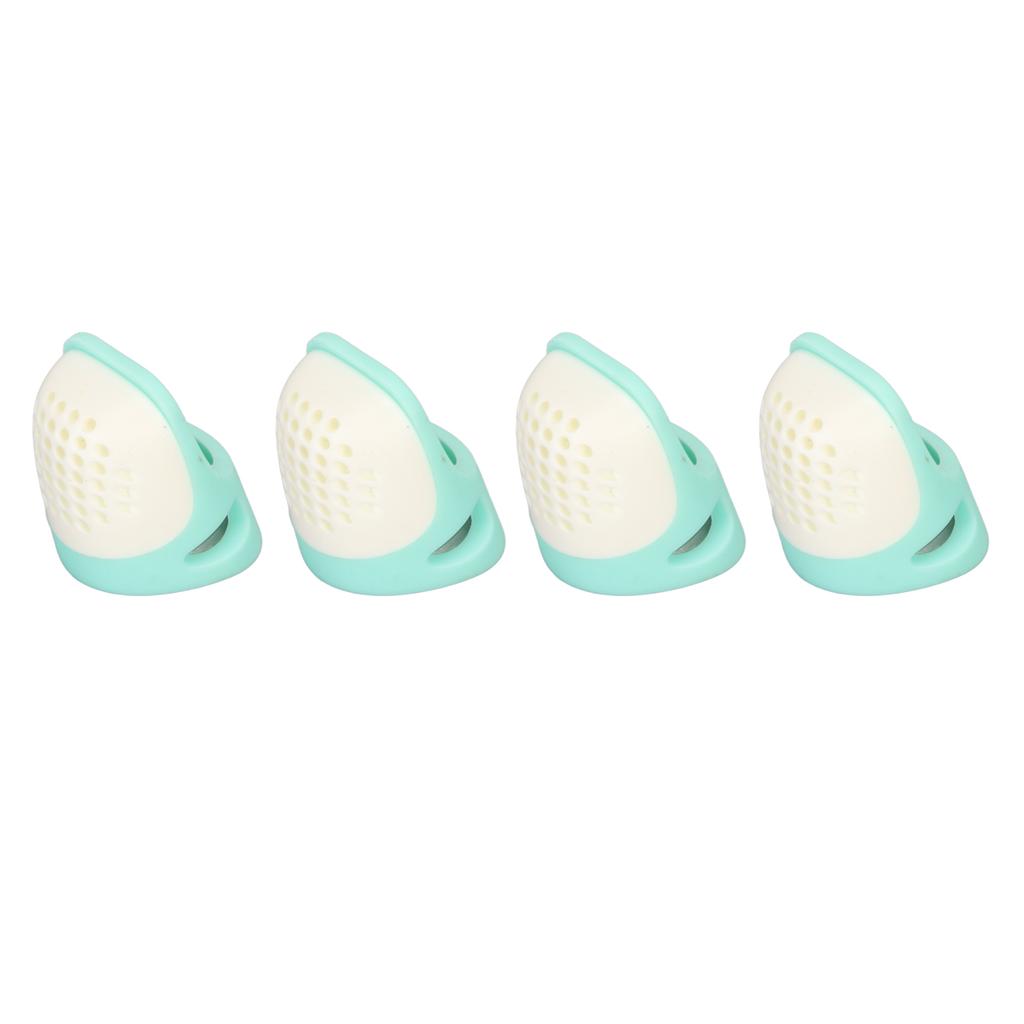 4Pcs Sewing Thimble Green White Open Top Reusable Portable Durable Silicone Fingerstall for Sewing