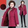 Women Winter Jacket Hood Warm Parkas Fleece Mid Length Padded Jacket Windbreakers Outerwear Mother Coat