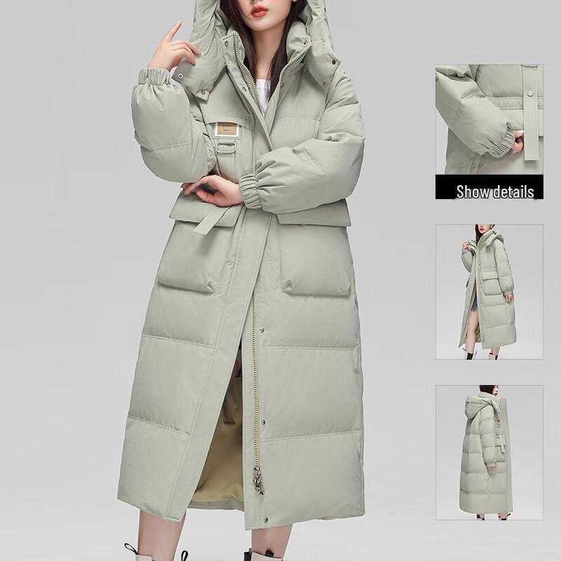 Yalu EE Women's Long Loose Fit Detachable Hood Down Jacket