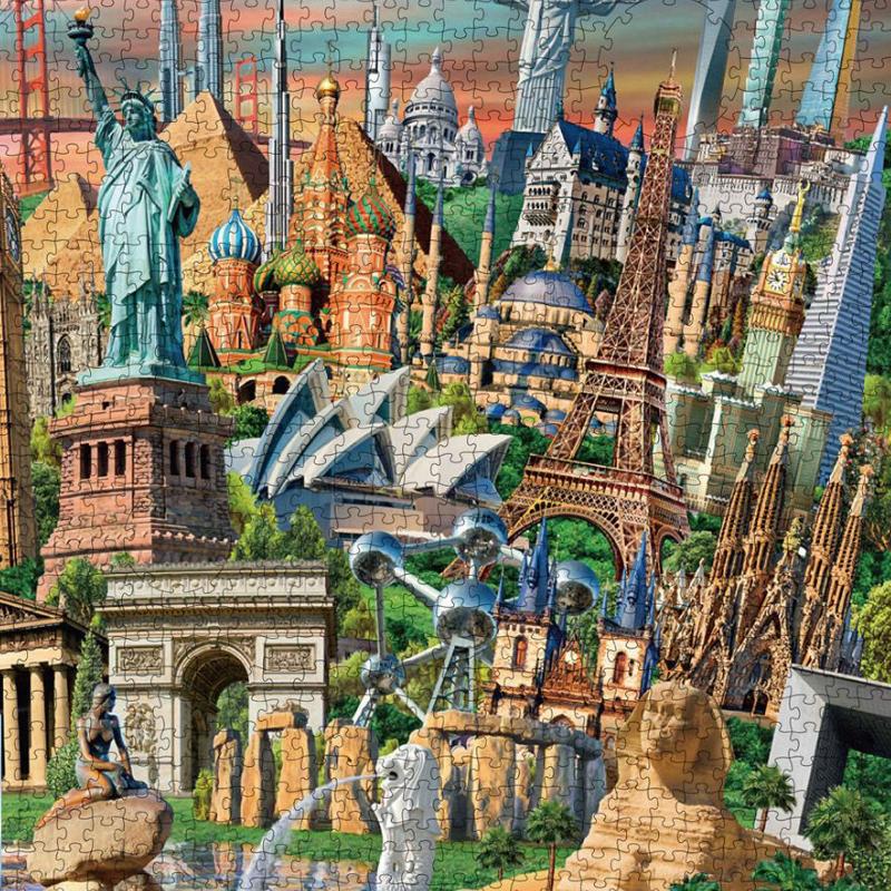 

80*60 см Взрослый 1500 шт. Бумажный пазл Знаменитые живописные места мира Пейзажные картины Игрушка для снятия стресса Рождественский подарок