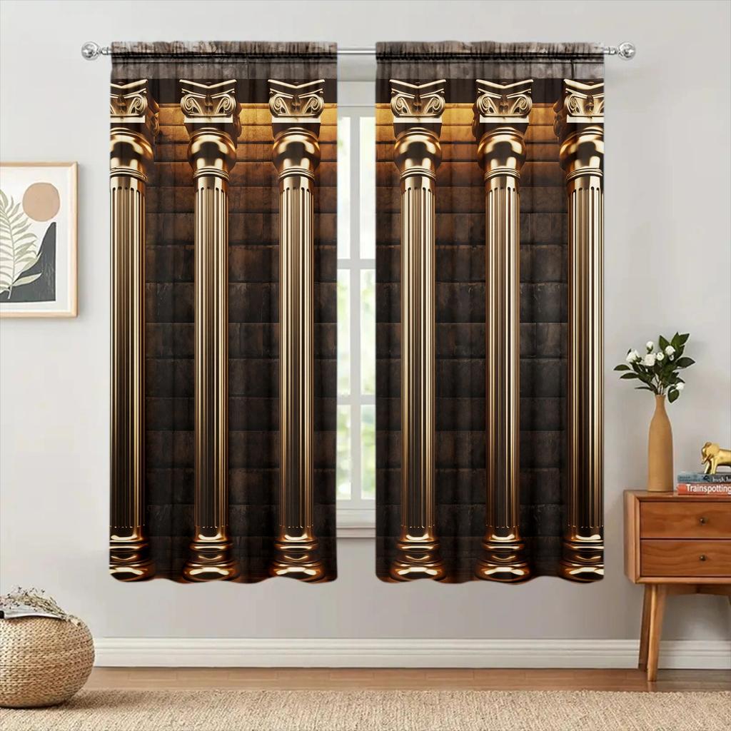 Vorhang mit Römerdruck zur Heimdekoration - Stangentaschen-Fensterbehandlung für Schlafzimmer, Küche, Wohnzimmer