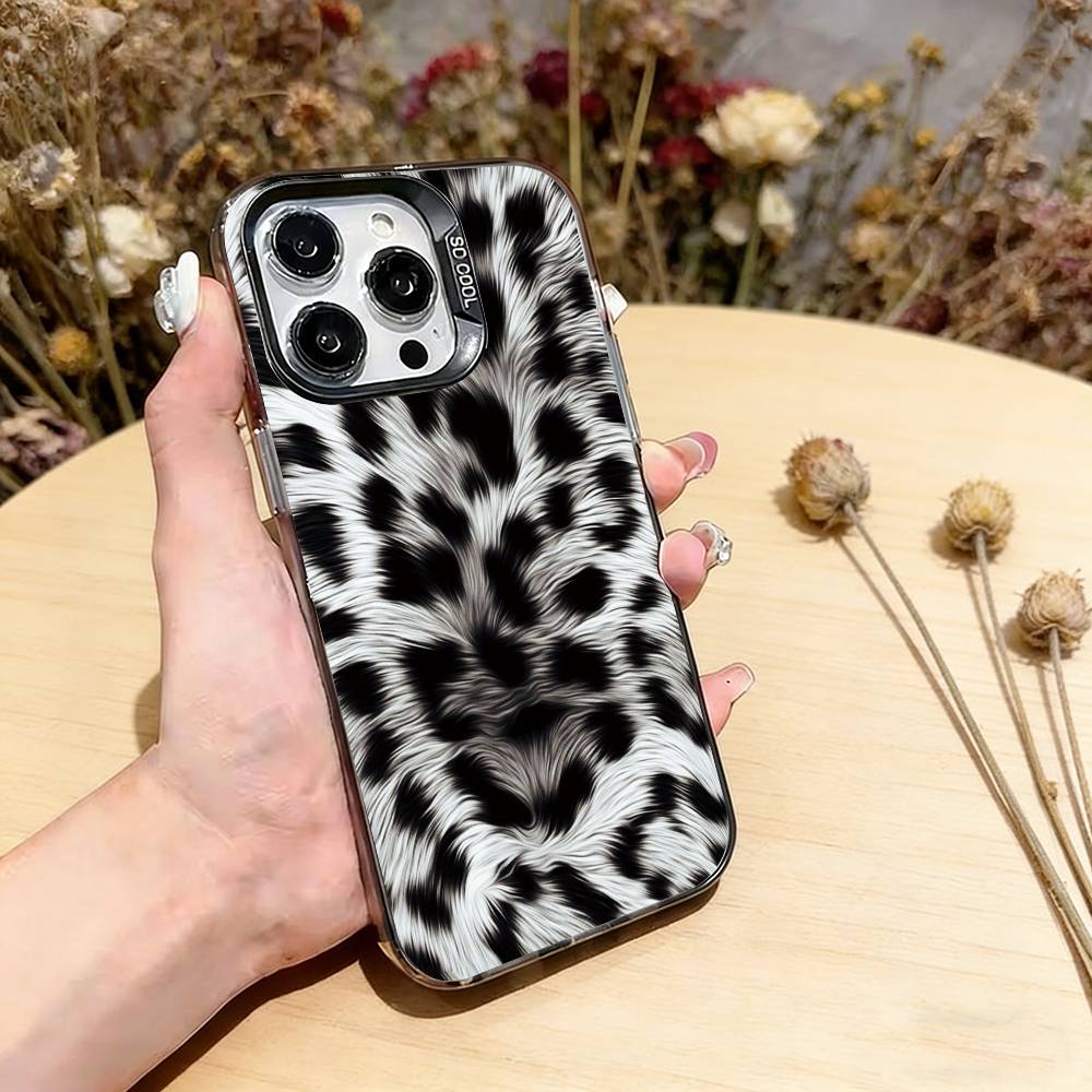 Leopard Print Phone Case For iPhone 17,16,15,14,13,12,11 Plus,Pro Max,XS,Colorful Silver Phone case Funda Cover