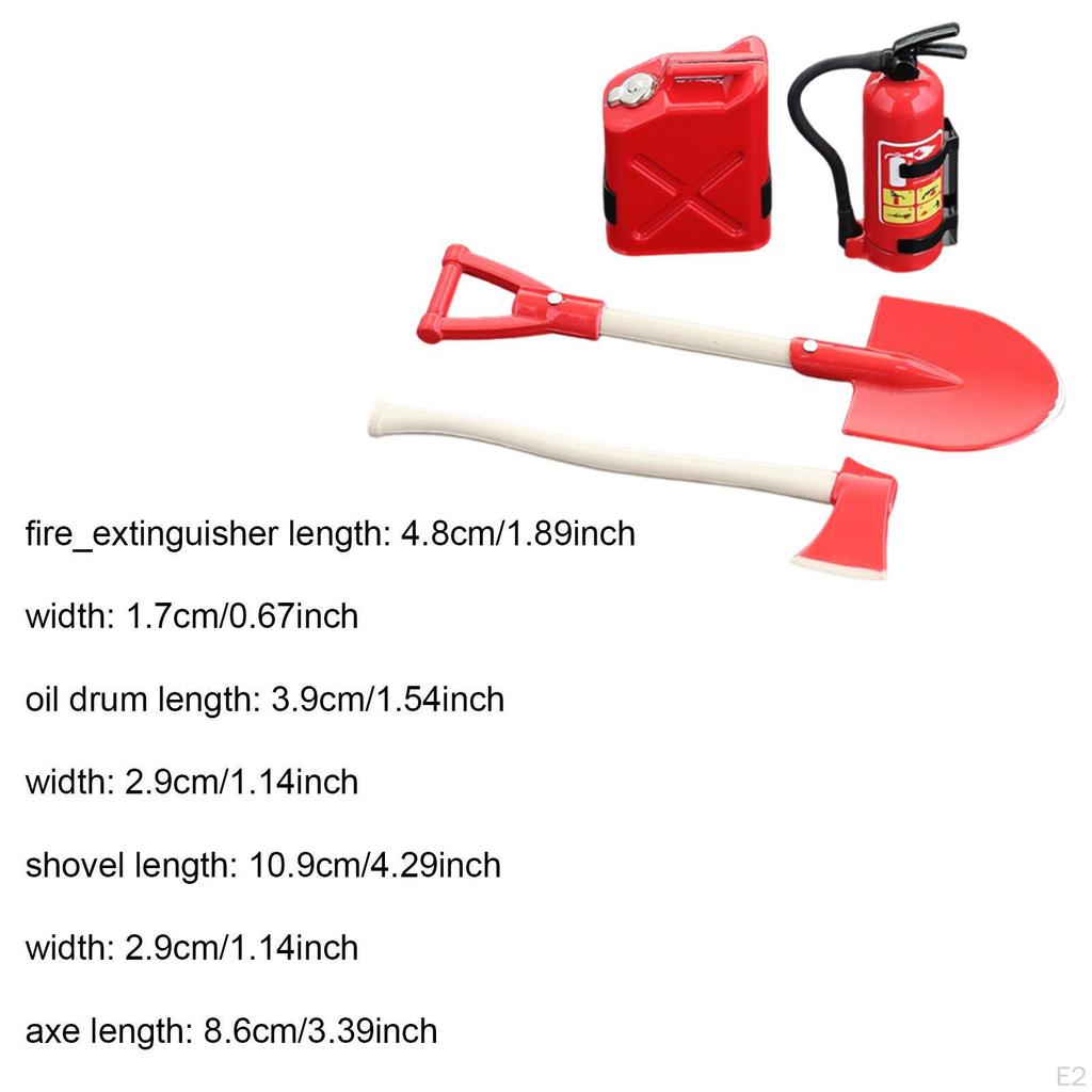 1/10 RC Rock Crawler Scale Shovels Model Spare Parts Sturdy Upgrade Fuel Can Fire Extinguisher, for
