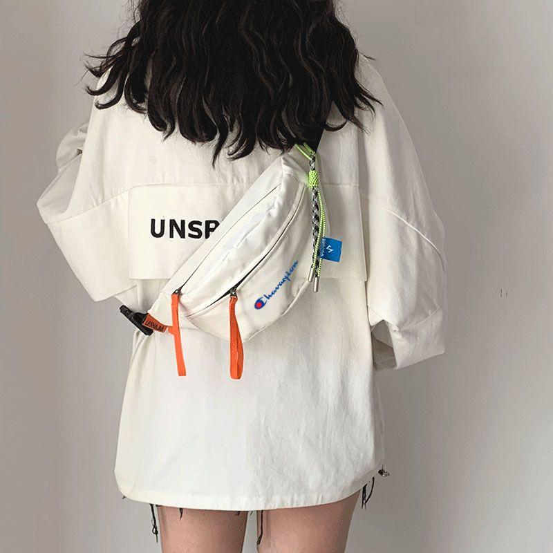 

Champion Новинка Мужская и Женская Сумка-Сэтчел На Плечо Сумка-Мессенджер Под Мышку Поясная Сумка NY Sports Нагрудная Сумка Дорожная Повседневная Маленькая Сумка NB GJ-X099 ribbon chest bag white L + binding rope