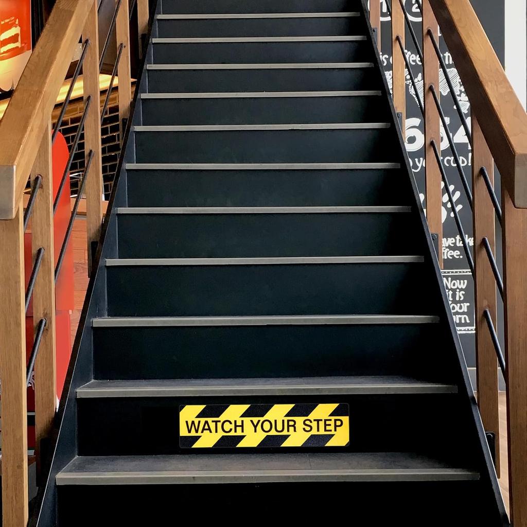 3PCS Watch Your Step Sign,6 x 24 Inch Premium Self Adhesive Watch Your Step Sticker for Workplace Home Business Safety Wet Floor Caution,Help Prevent