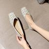 Weiwei Women's Rhinestone Pointed Toe Flats - Low Heel Slip-on Loafers with Soft Sole