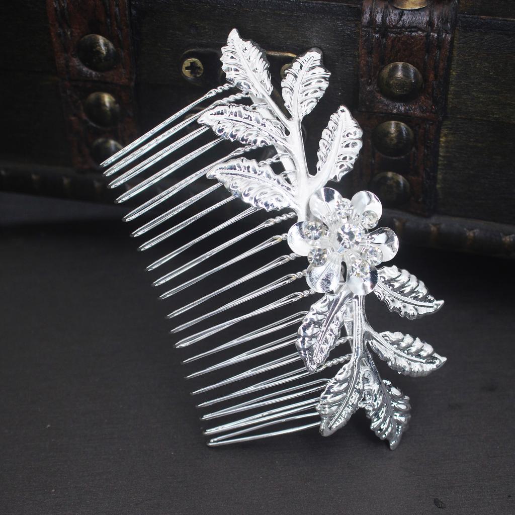 Gold Color Metal Leaf Hair Clip Girls Wedding Hairpin Barrette Flowers Rhinestone Hair Comb Hairpins Women Accessories Jewelry