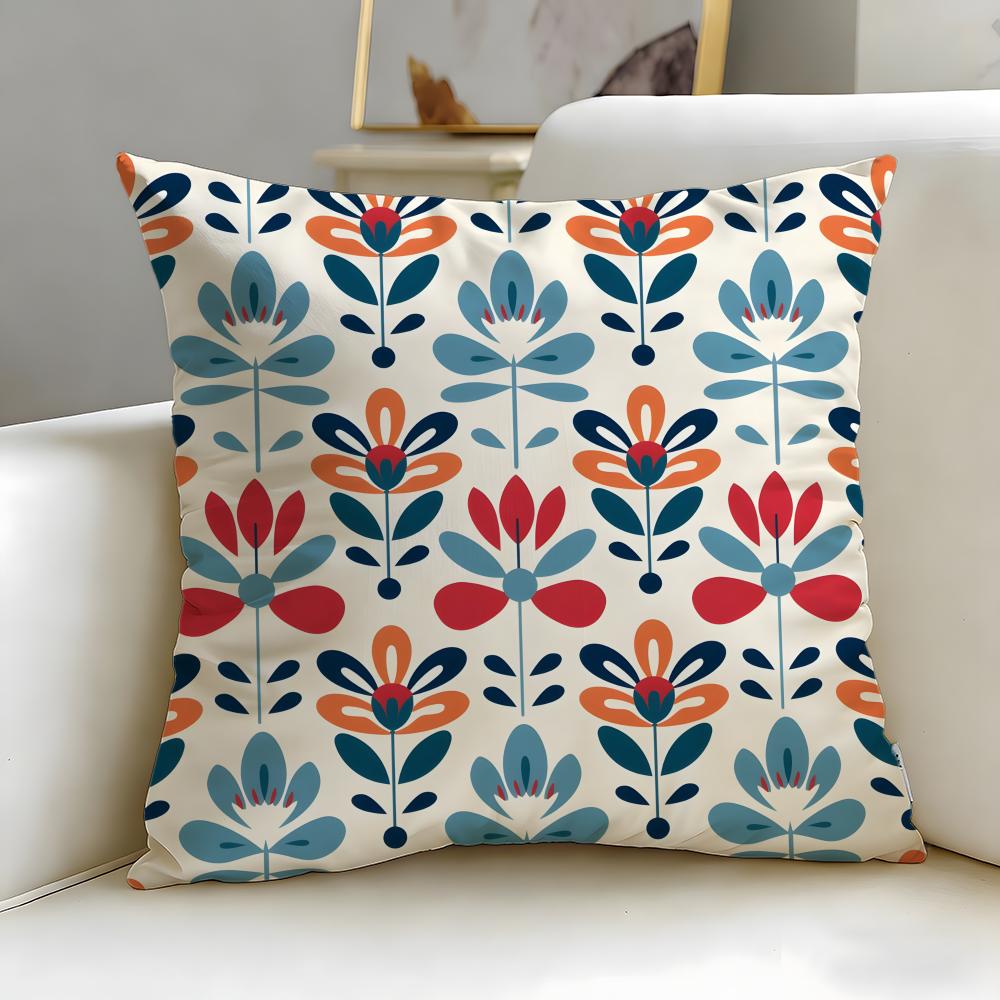 Scandinavian Floral Cushion Cover Soft  EasyWash Pillow Case  Versatile for Couch Bed Travel and Office