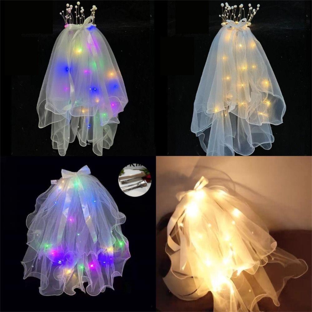 Sparkling LED Light Veil Bowknot Bridal Veil New Bride Wedding Veil Kids Favors